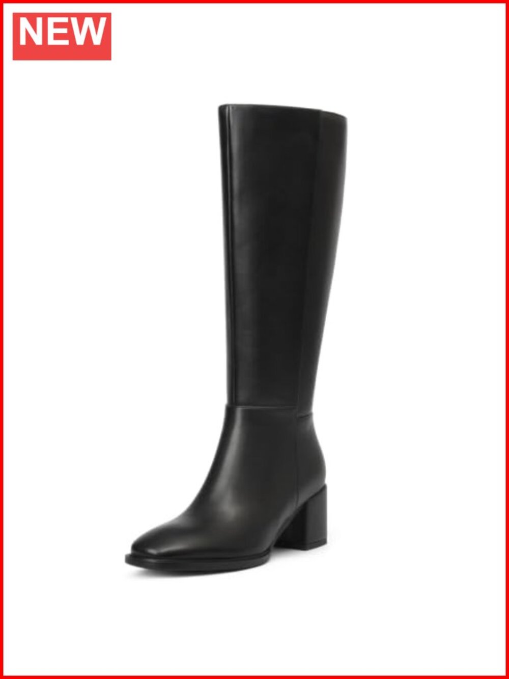 Knee High Boots for Women Faux Leather Low Block Heel Round Toe Side Zip